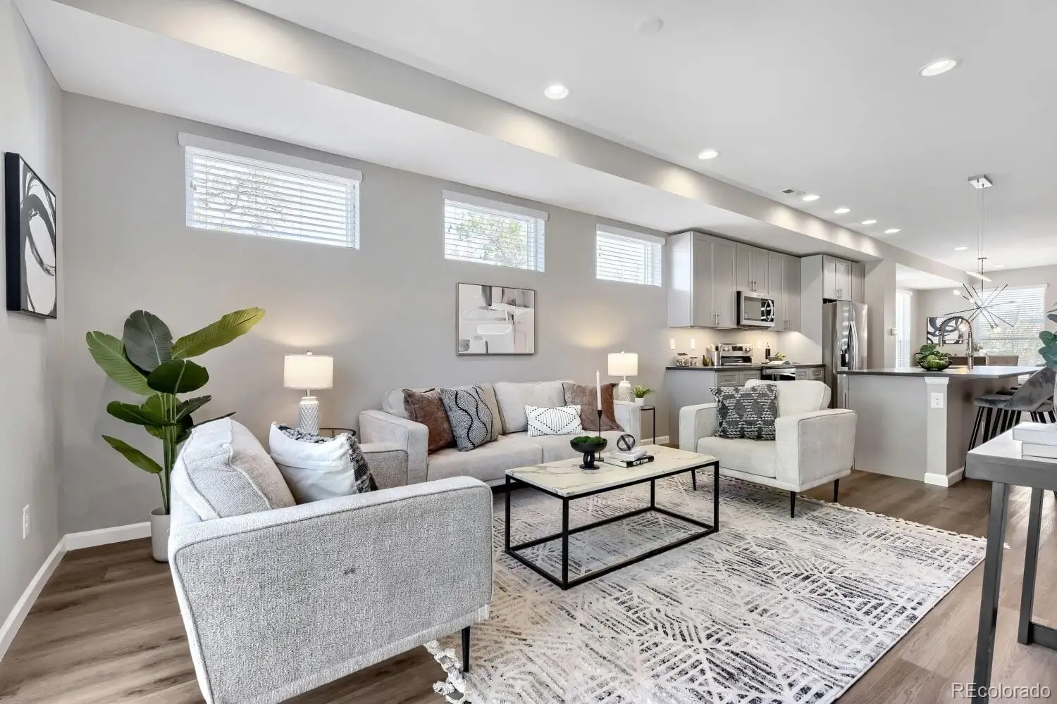 A living room with furniture and a potted plant at 3007 South Cherokee Street