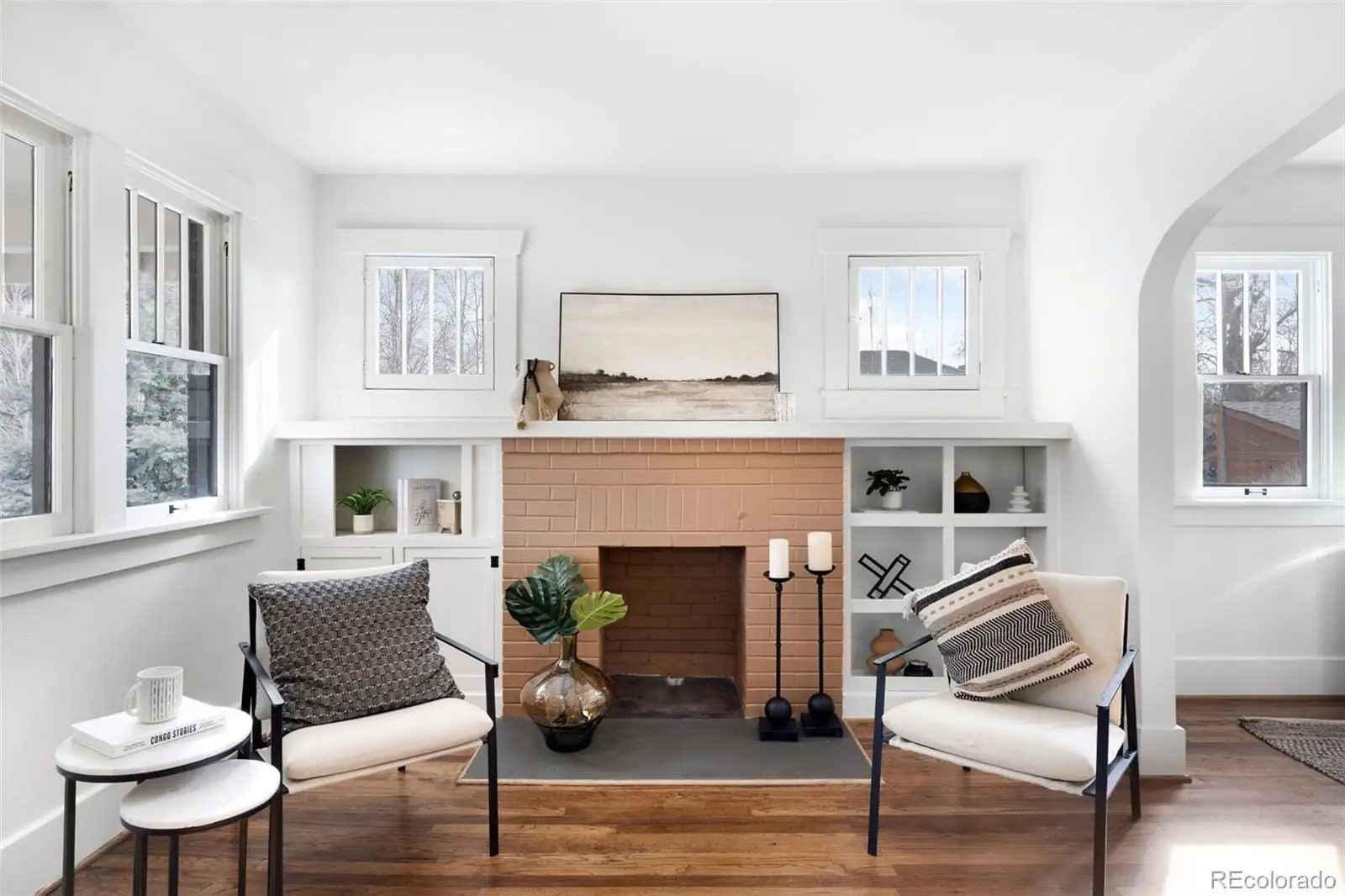 A living room with furniture and a fireplace at 2835 Cherry Street