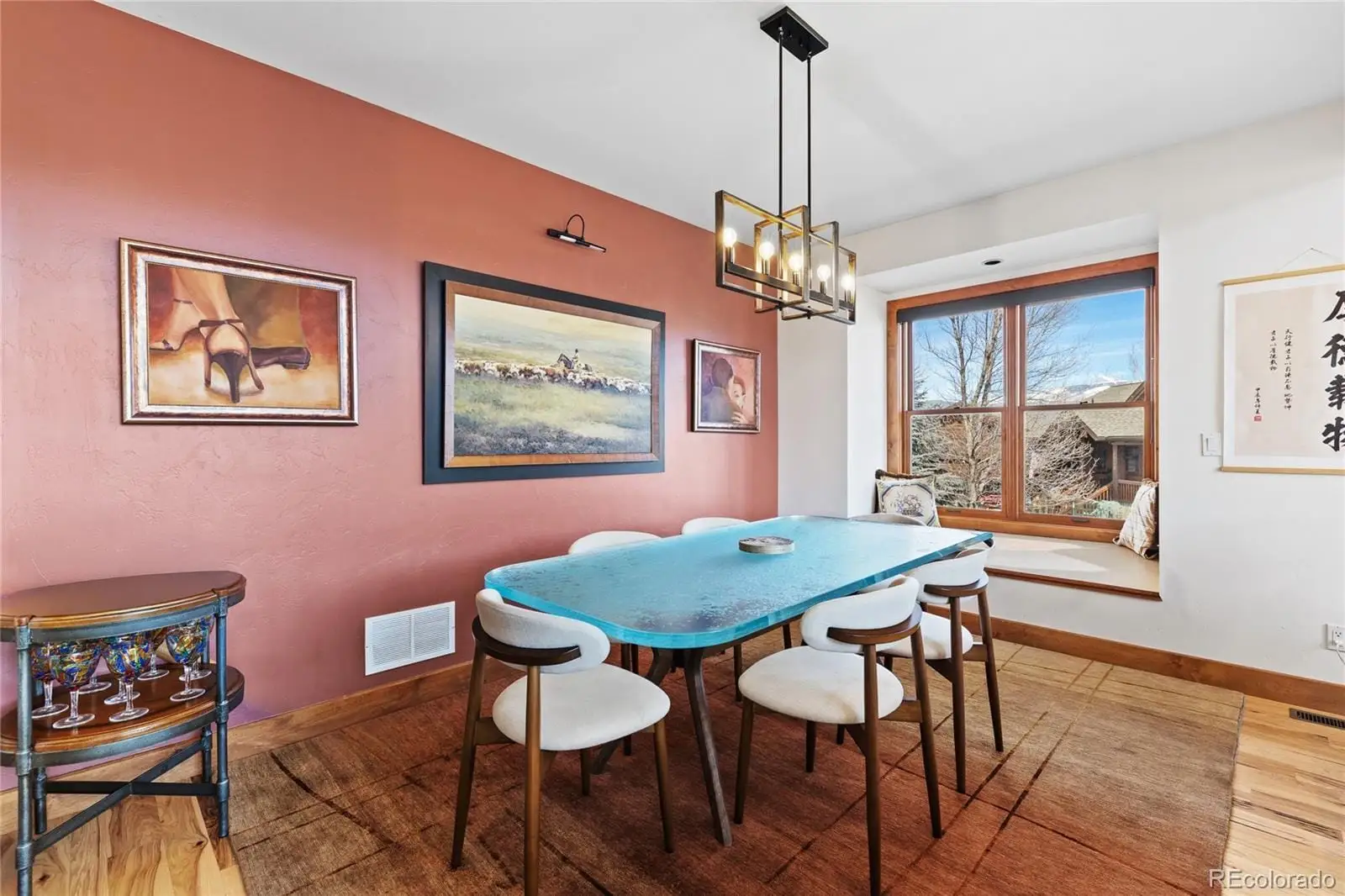 A view of a dining room with furniture window and wooden floor at 22 Callie Clark Court